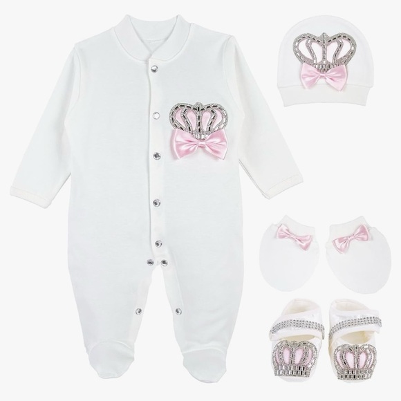4 Piece Baby Girl Layette Set NEW - Picture 3 of 8
